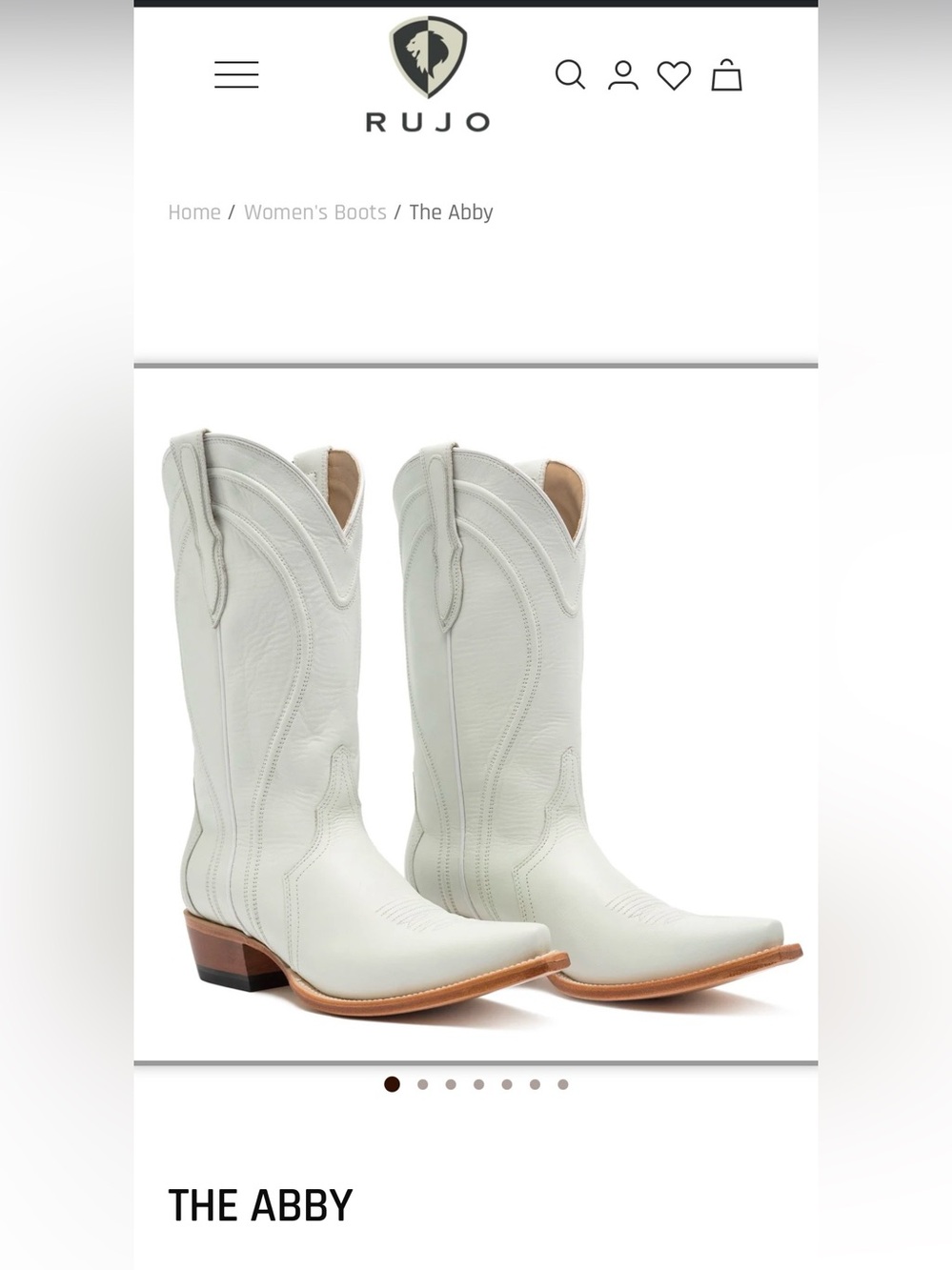 RUJO White Leather Western Cowboy Boots — the Abby - Picture 2 of 7
